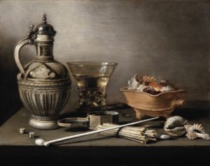 still-life-with-a-stoneware-jug-berkemeyer-and-smoking-utensils-pieter-claesz-1640-47442201 – dimensioni grandi